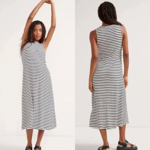 Hatch Black and White Striped Sleeveless Midi Maxi Dress - Picture 1 of 1